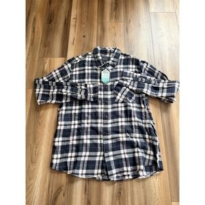 Jackson Hole Flannel Shirt Blue Plaid 100% Cotton Men's Large NWT